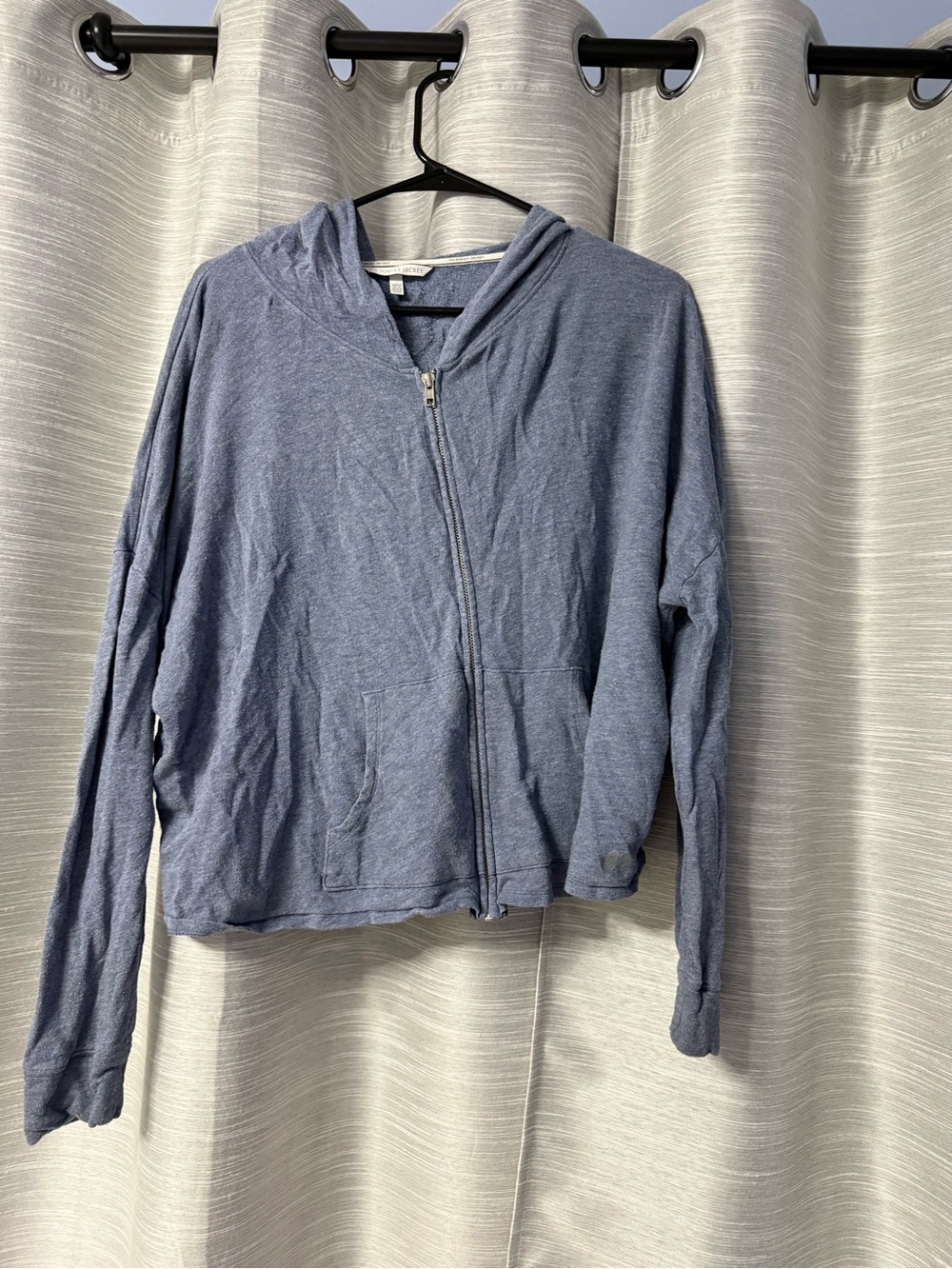Victoria's Secret Heathered Blue Terry Zip Hoodie